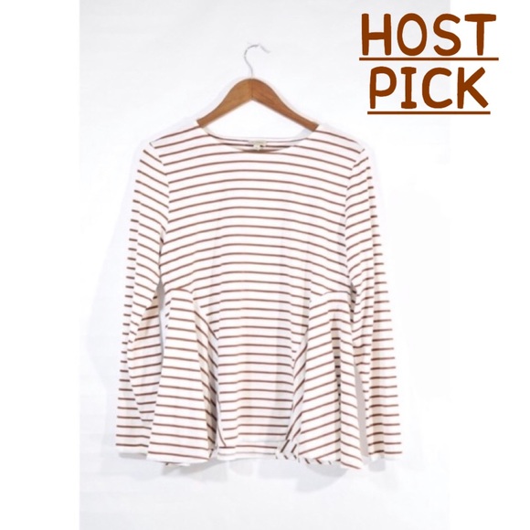 None Tops - PEPLUM STRIPED TOP